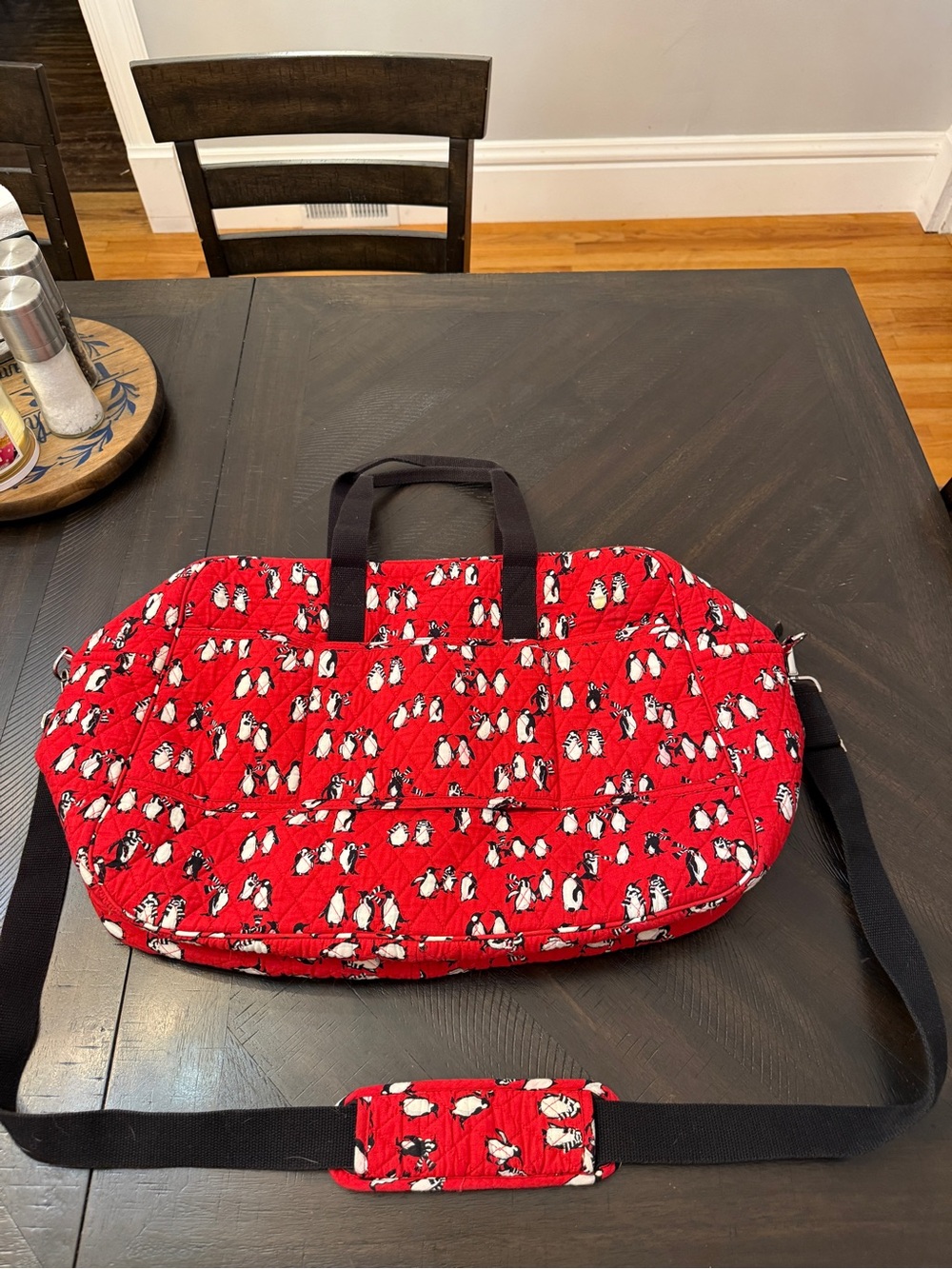 Vera Bradley Playful Penguins Red Grand Traveler Bag ❤️